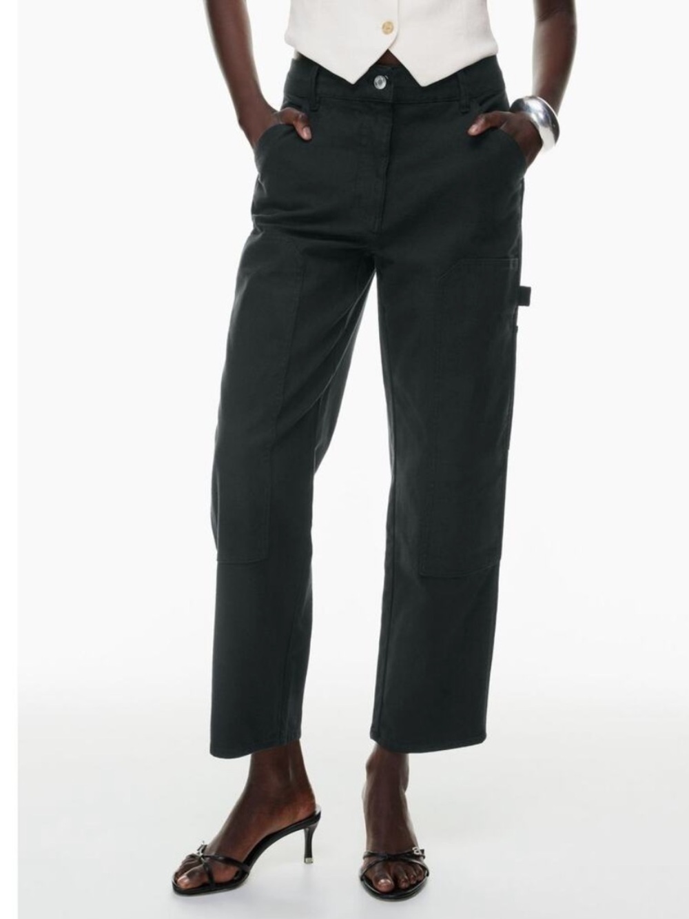 Aritzia Wilfred Free Brennan Pant Black High Rise Utility Carpenter Crop Size 0